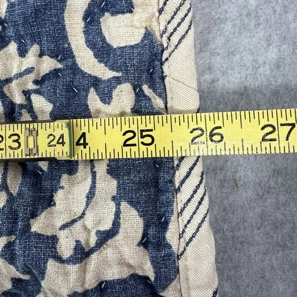 Pottery Barn Quilted Euro Sham Cream Blue linen cotton 26